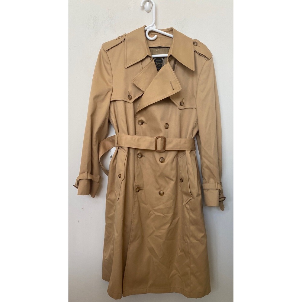 New Christian Dior Mens Gleneagles Tan Wool lining Belted Trench Coat 40R $4,000